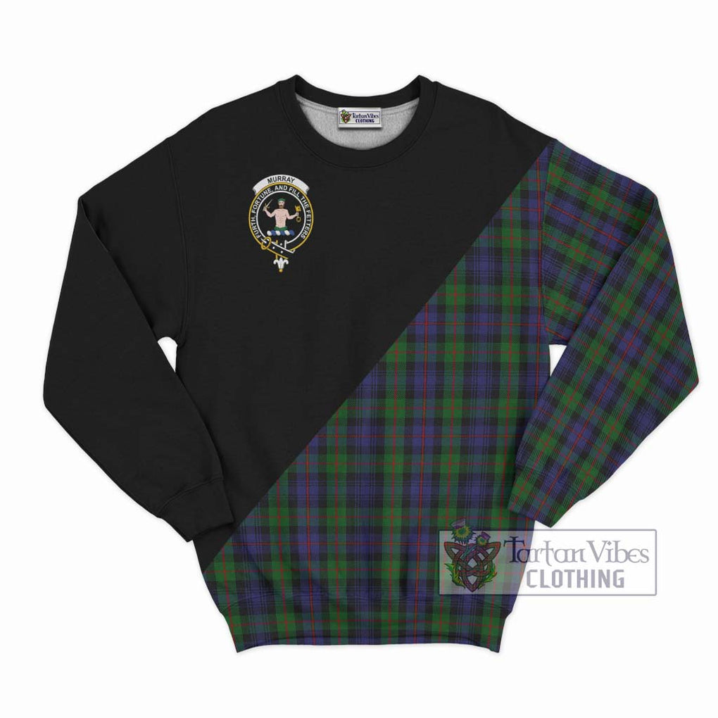 Murray Tartan Sweatshirt with Family Crest and Military Logo Style - Tartanvibesclothing Shop