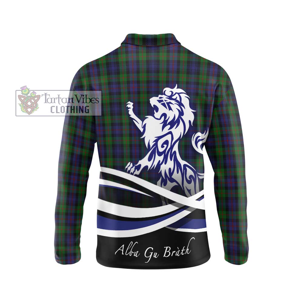 Murray Tartan Long Sleeve Polo Shirt with Alba Gu Brath Regal Lion Emblem - Tartanvibesclothing Shop