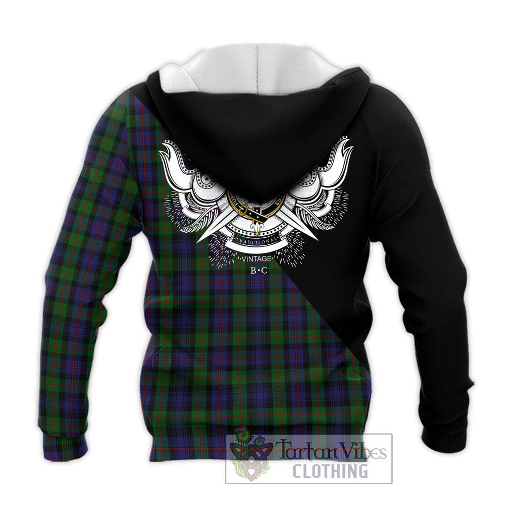 Murray Tartan Knitted Hoodie with Family Crest and Military Logo Style - Tartanvibesclothing Shop