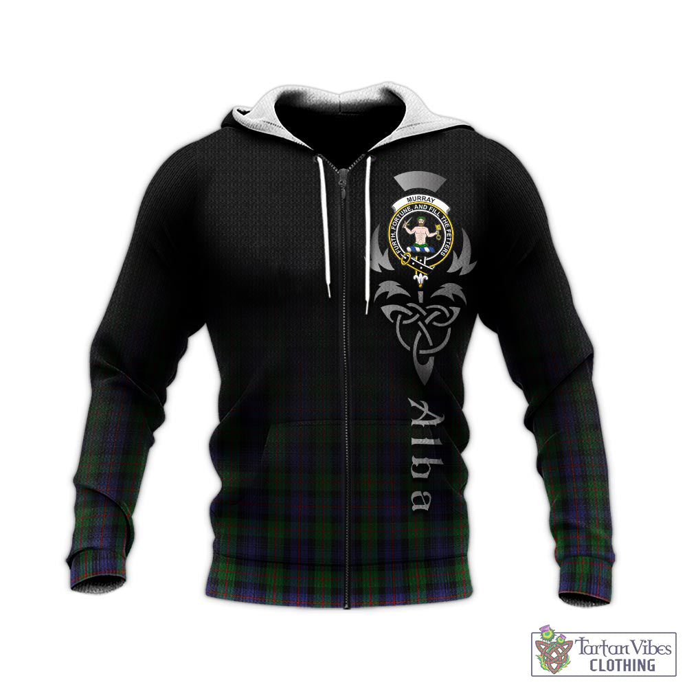 Tartan Vibes Clothing Murray of Atholl Tartan Knitted Hoodie Featuring Alba Gu Brath Family Crest Celtic Inspired