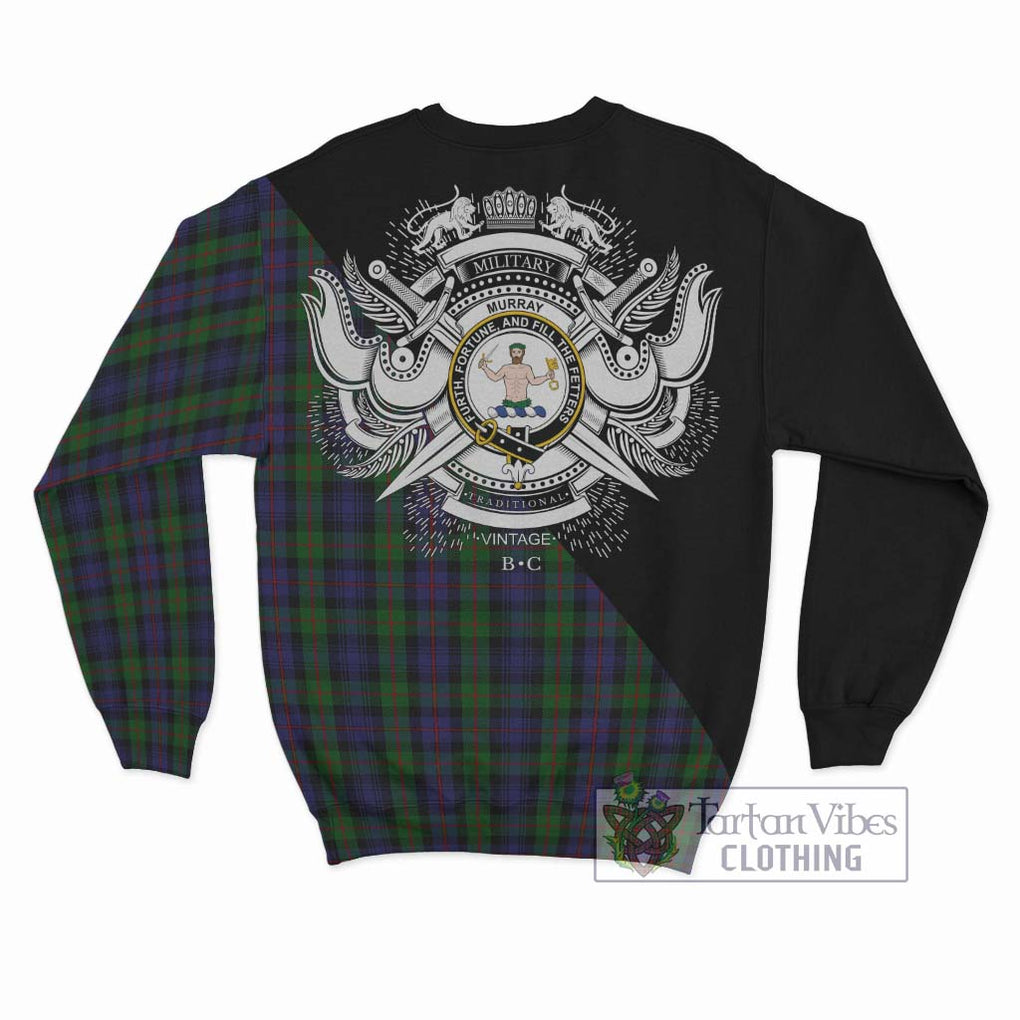 Murray Tartan Sweatshirt with Family Crest and Military Logo Style - Tartanvibesclothing Shop