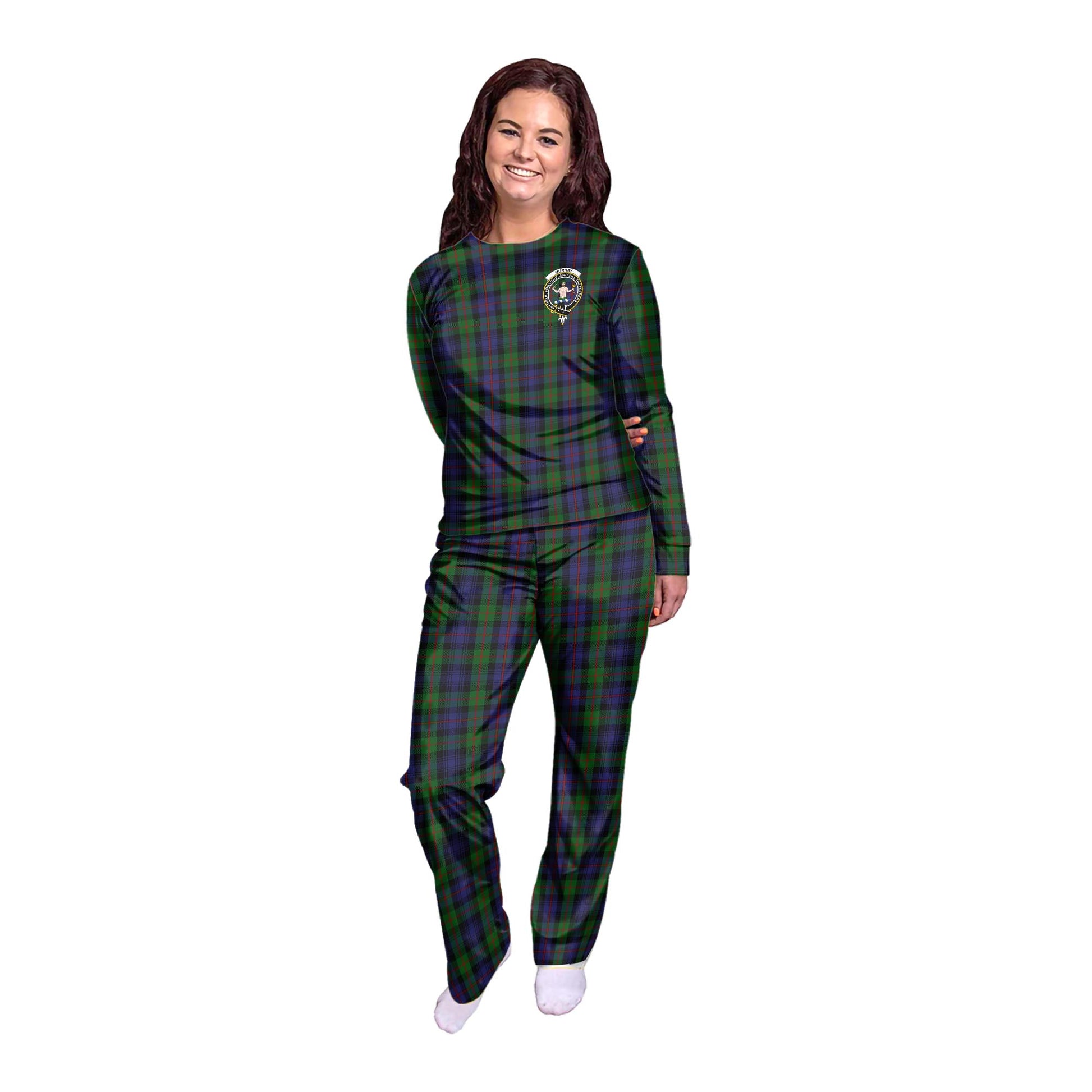 Murray of Atholl Tartan Pajamas Family Set with Family Crest - Tartanvibesclothing