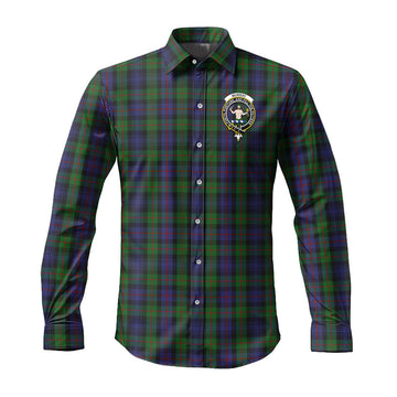 Murray Tartan Long Sleeve Button Up Shirt with Family Crest