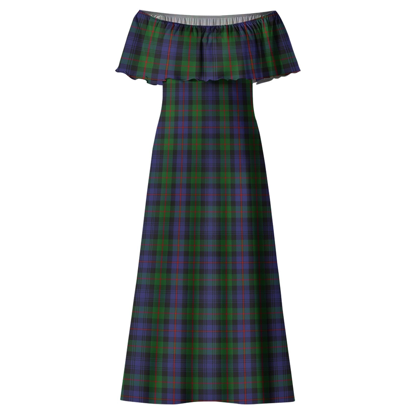 Murray of Atholl Tartan Off Shoulder Long Dress - Tartanvibesclothing