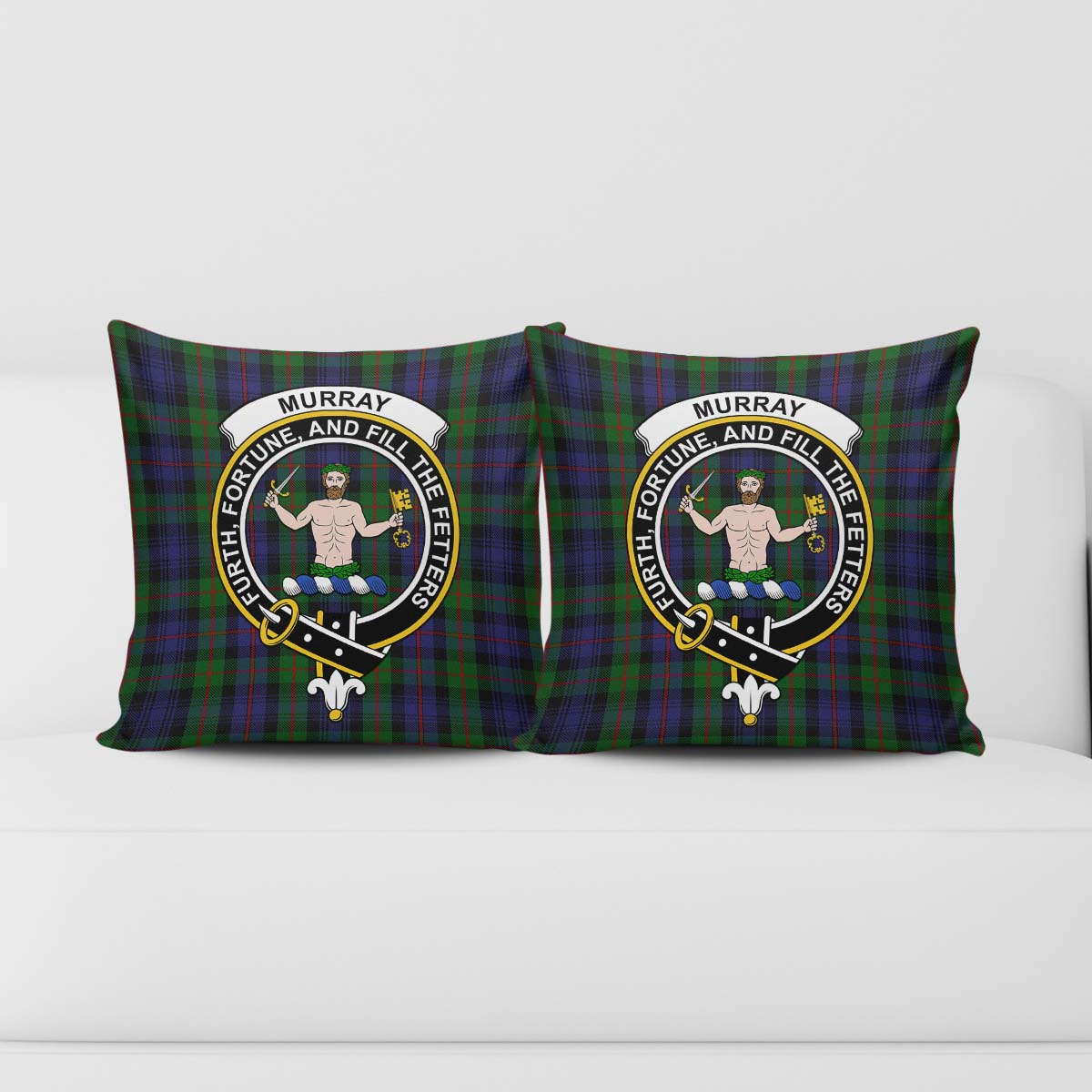 Murray of Atholl Tartan Pillow Cover with Family Crest - Tartanvibesclothing