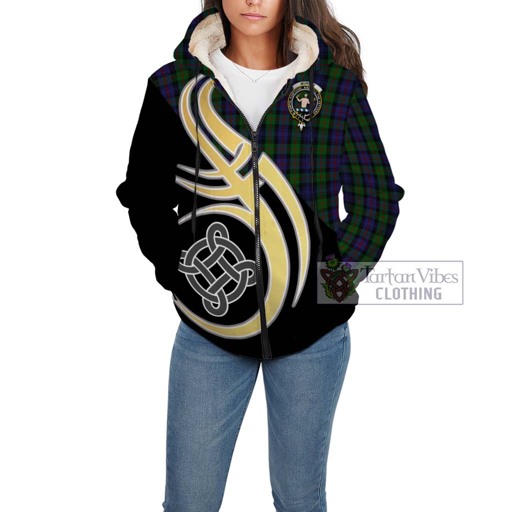 Murray Tartan Sherpa Hoodie with Family Crest and Celtic Symbol Style Unisex - Tartan Vibes Clothing