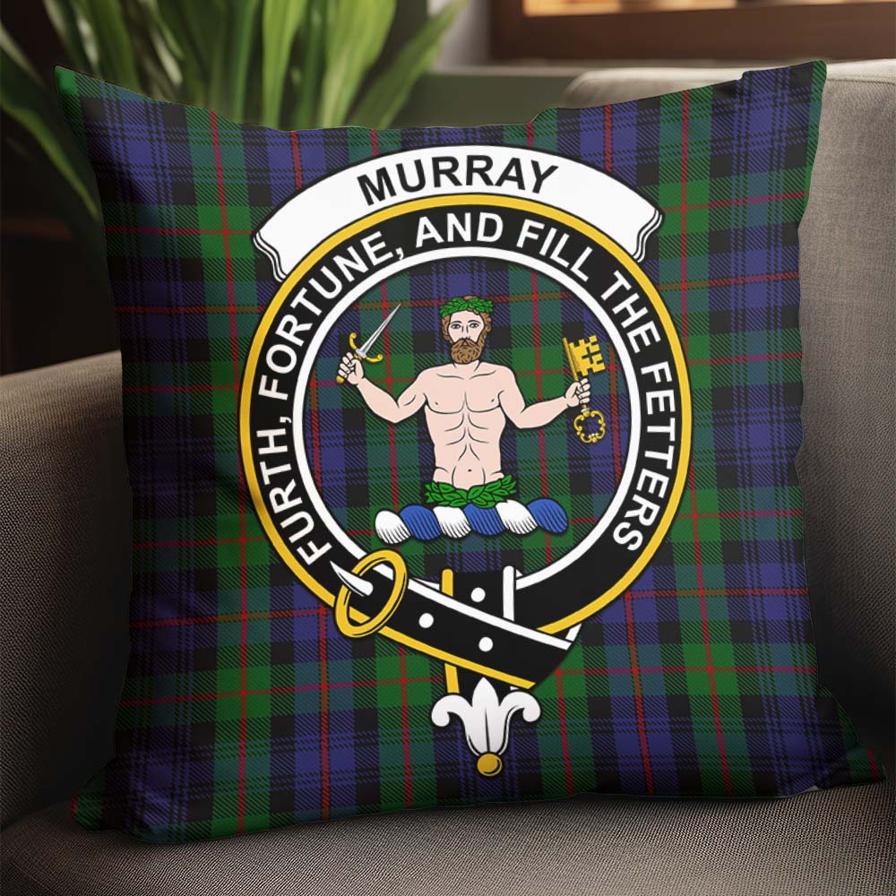 Murray of Atholl Tartan Pillow Cover with Family Crest - Tartanvibesclothing