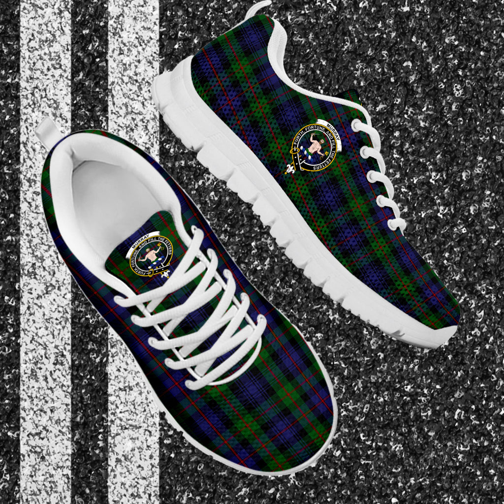 Murray Tartan Sneakers with Family Crest - Tartan Vibes Clothing