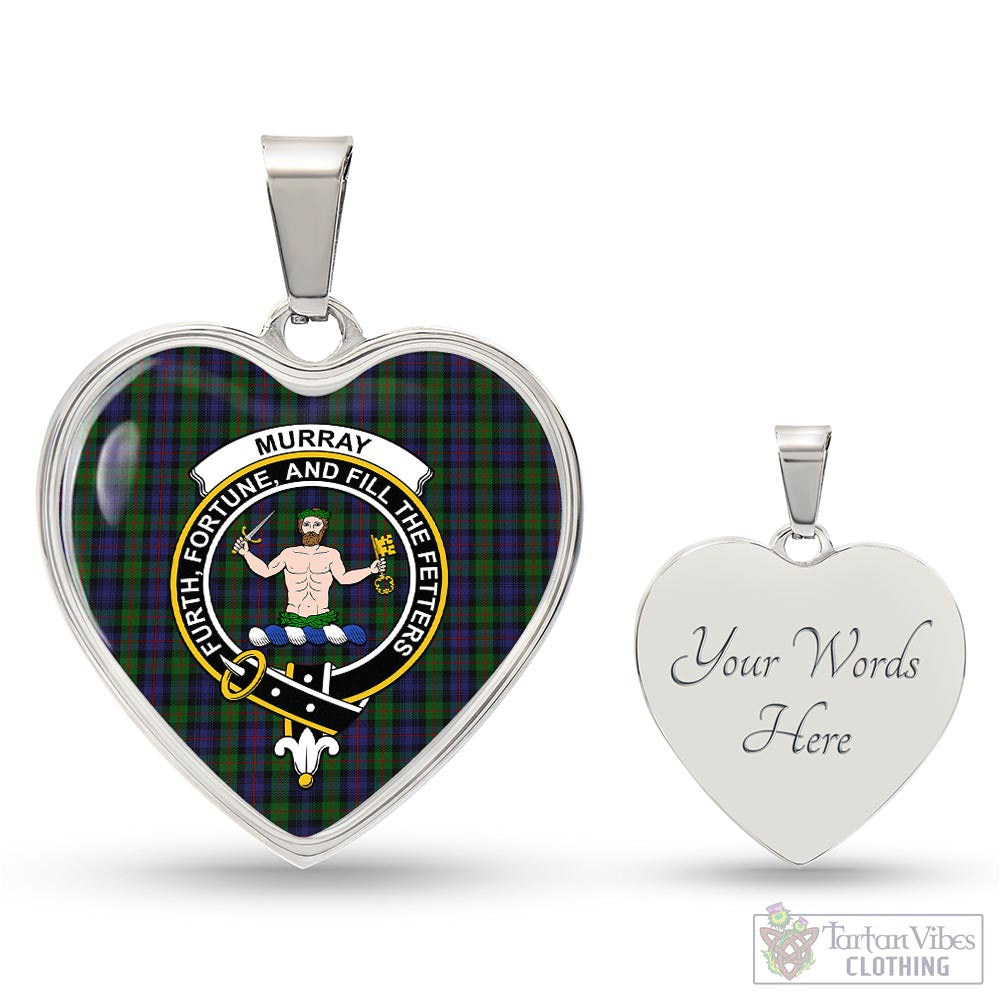 Tartan Vibes Clothing Murray of Atholl Tartan Heart Necklace with Family Crest