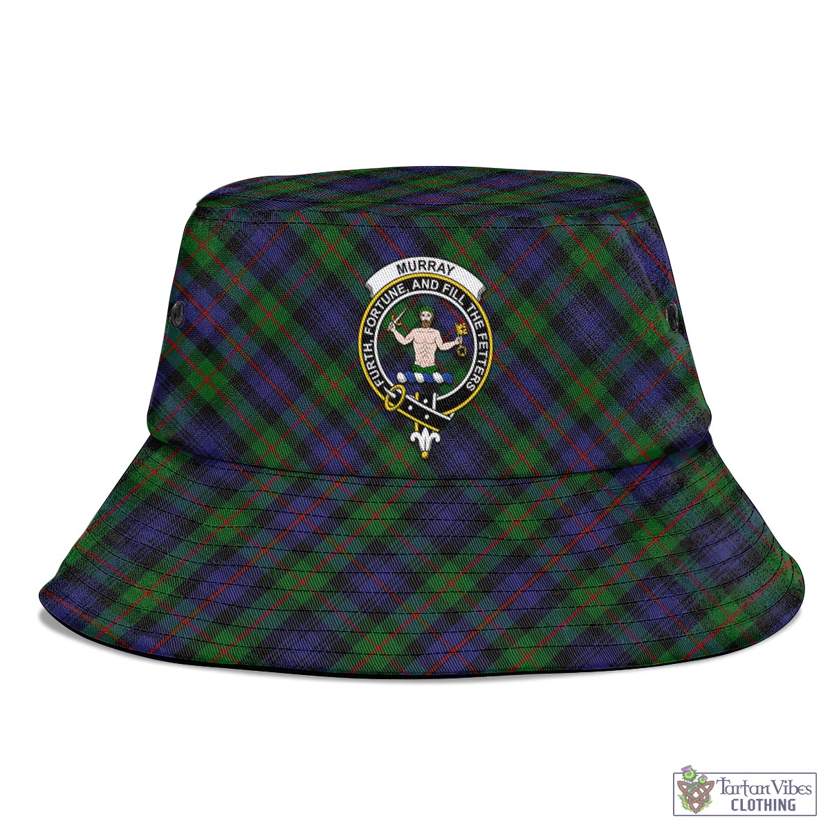 Tartan Vibes Clothing Murray of Atholl Tartan Bucket Hat with Family Crest