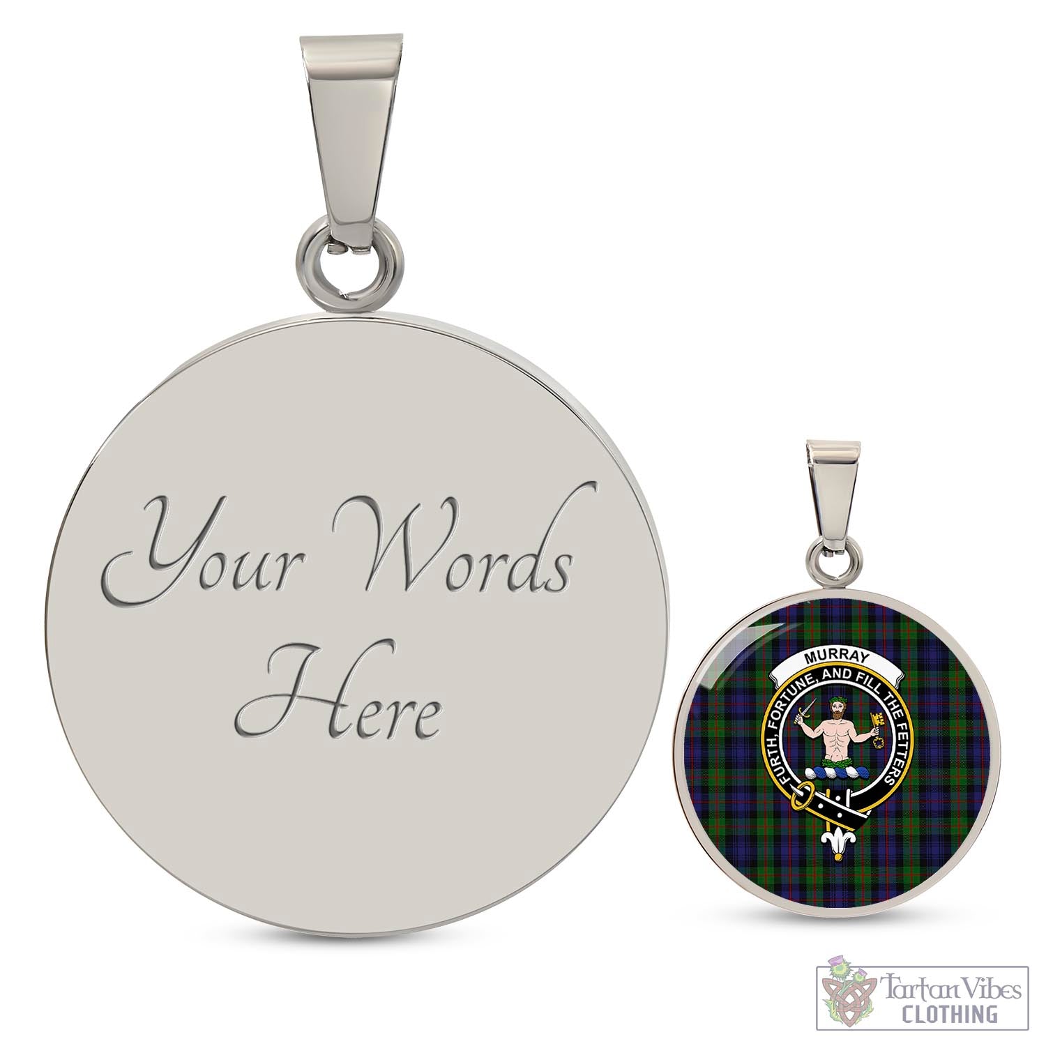 Tartan Vibes Clothing Murray of Atholl Tartan Circle Necklace with Family Crest