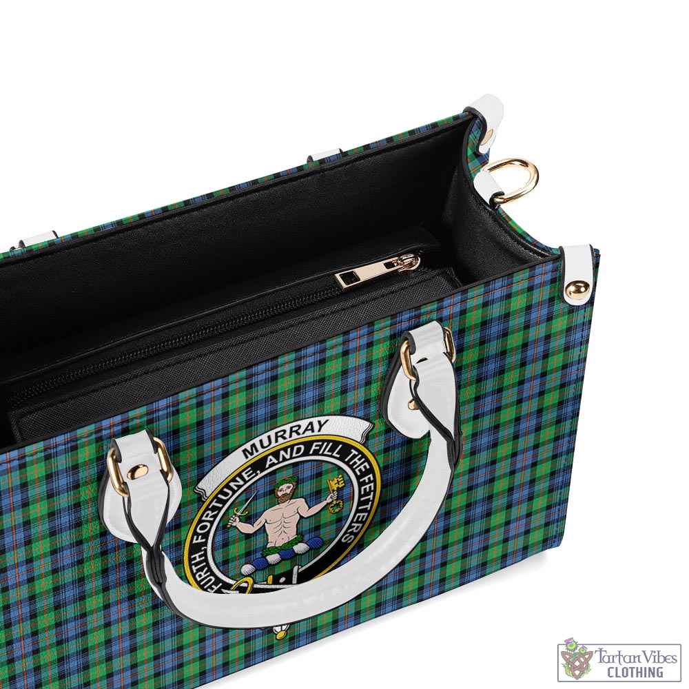 Tartan Vibes Clothing Murray of Atholl Ancient Tartan Luxury Leather Handbags with Family Crest