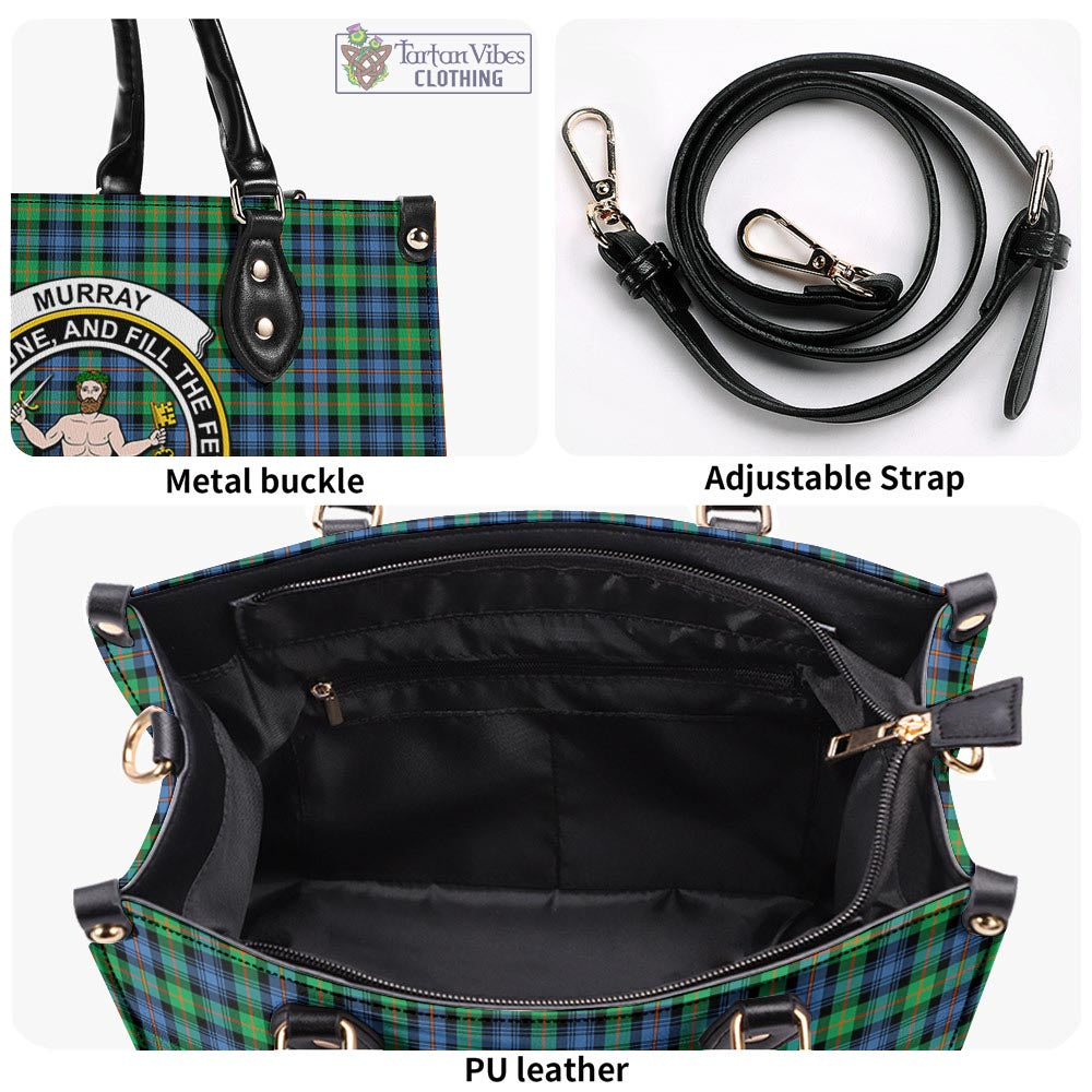 Tartan Vibes Clothing Murray of Atholl Ancient Tartan Luxury Leather Handbags with Family Crest