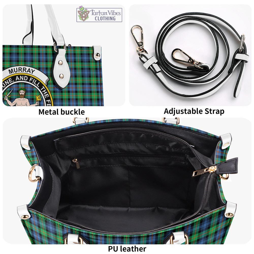 Tartan Vibes Clothing Murray of Atholl Ancient Tartan Luxury Leather Handbags with Family Crest