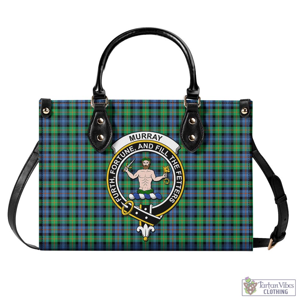 Tartan Vibes Clothing Murray of Atholl Ancient Tartan Luxury Leather Handbags with Family Crest