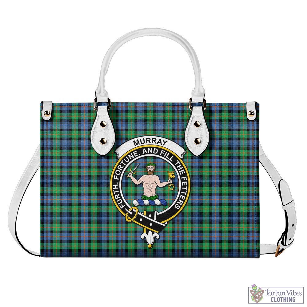 Tartan Vibes Clothing Murray of Atholl Ancient Tartan Luxury Leather Handbags with Family Crest