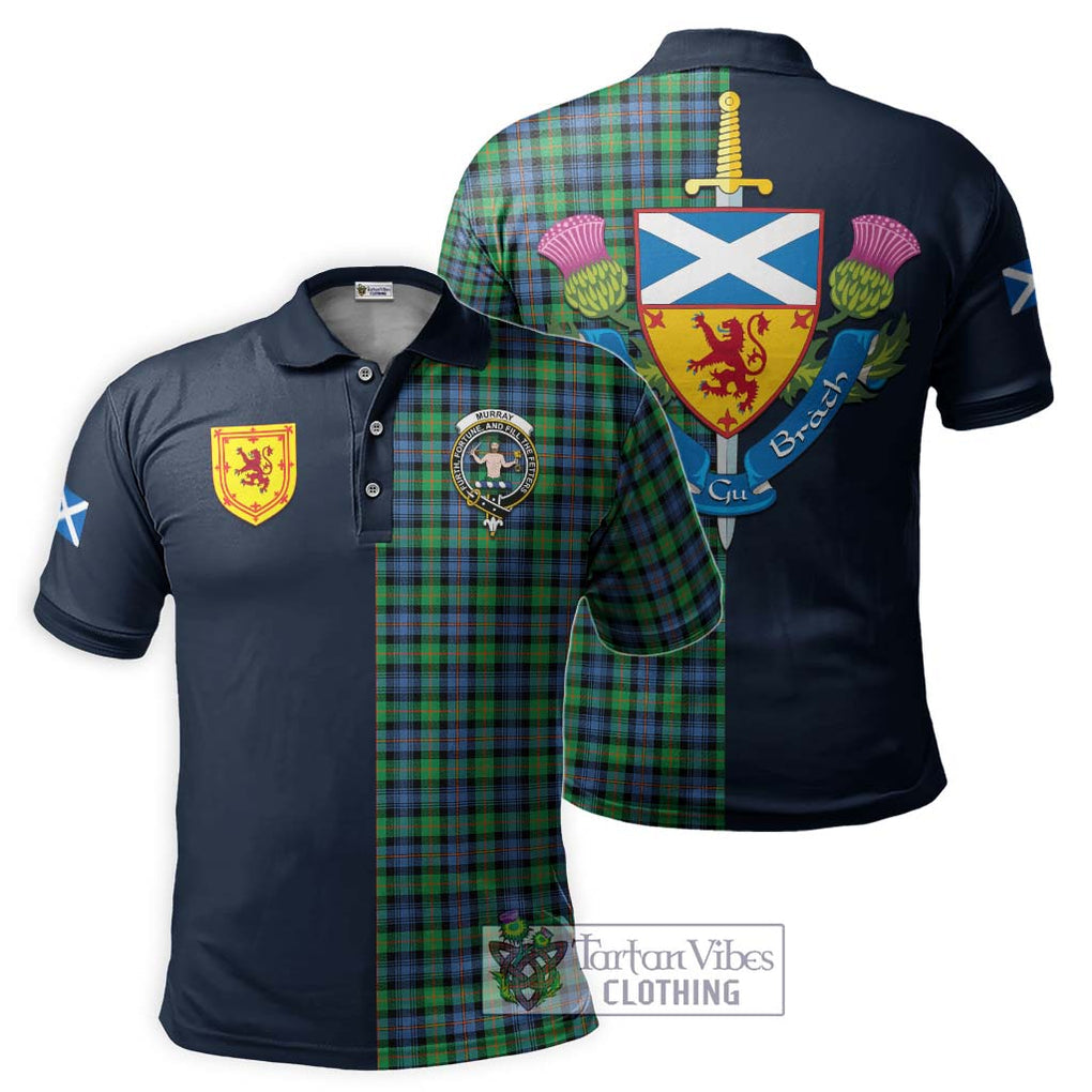 Tartan Vibes Clothing Murray of Atholl Ancient Tartan Polo Shirt with Scottish Lion Royal Arm Half Style