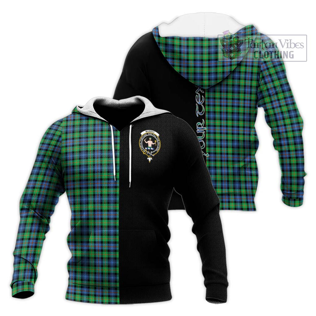 Murray of Atholl Ancient Tartan Knitted Hoodie with Family Crest and Half Of Me Style Unisex Knitted Pullover Hoodie - Tartanvibesclothing Shop