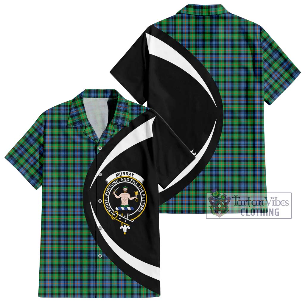 Murray of Atholl Ancient Tartan Short Sleeve Button Up with Family Crest Circle Style Kid - Tartan Vibes Clothing