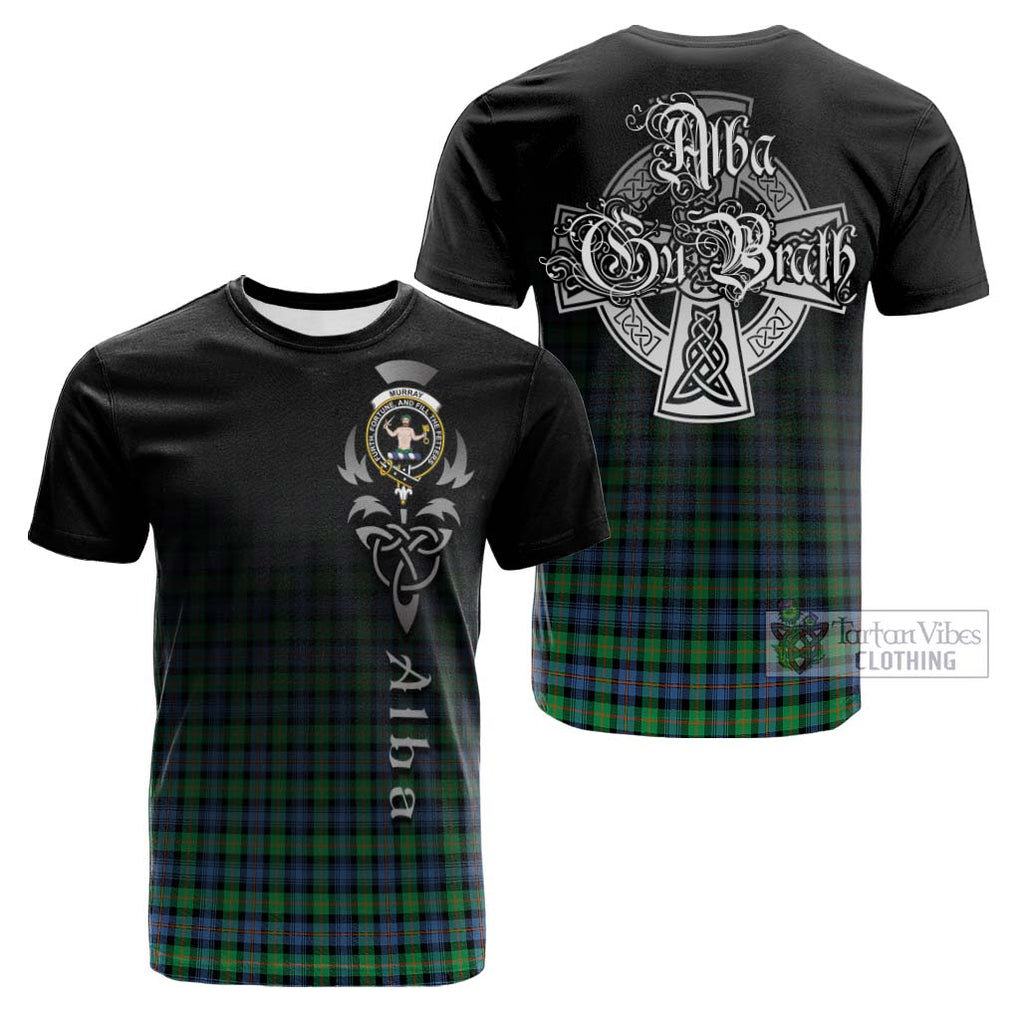 Tartan Vibes Clothing Murray of Atholl Ancient Tartan Cotton T-shirt Featuring Alba Gu Brath Family Crest Celtic Inspired