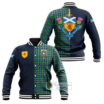 Murray of Atholl Ancient Tartan Baseball Jacket Alba with Scottish Lion Royal Arm Half Style