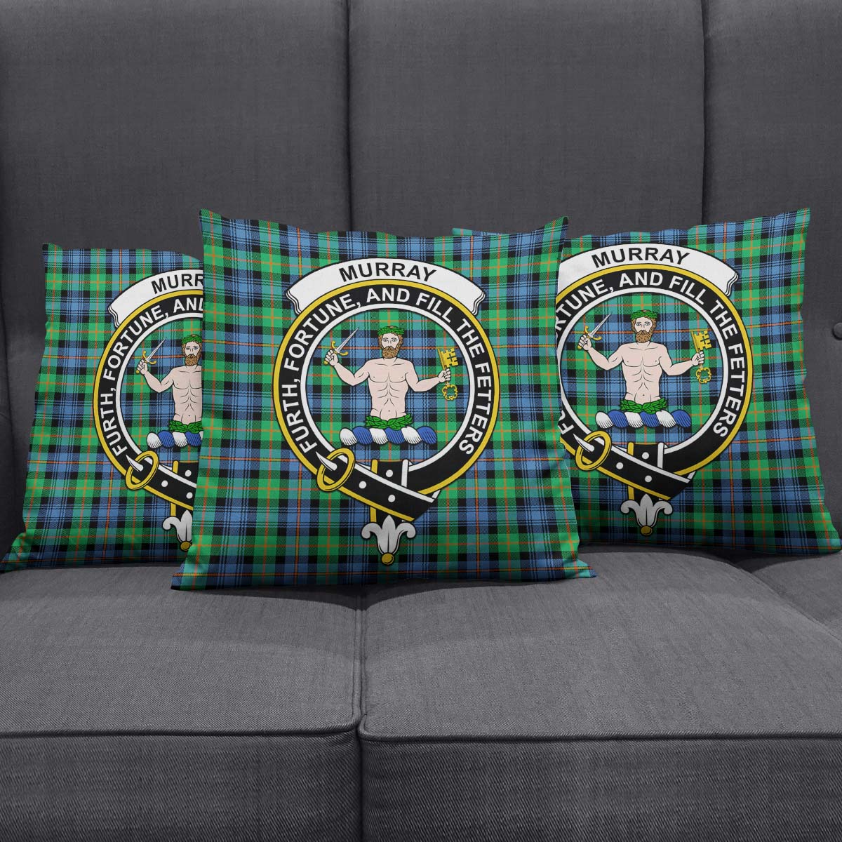 Murray of Atholl Ancient Tartan Pillow Cover with Family Crest Square Pillow Cover - Tartanvibesclothing