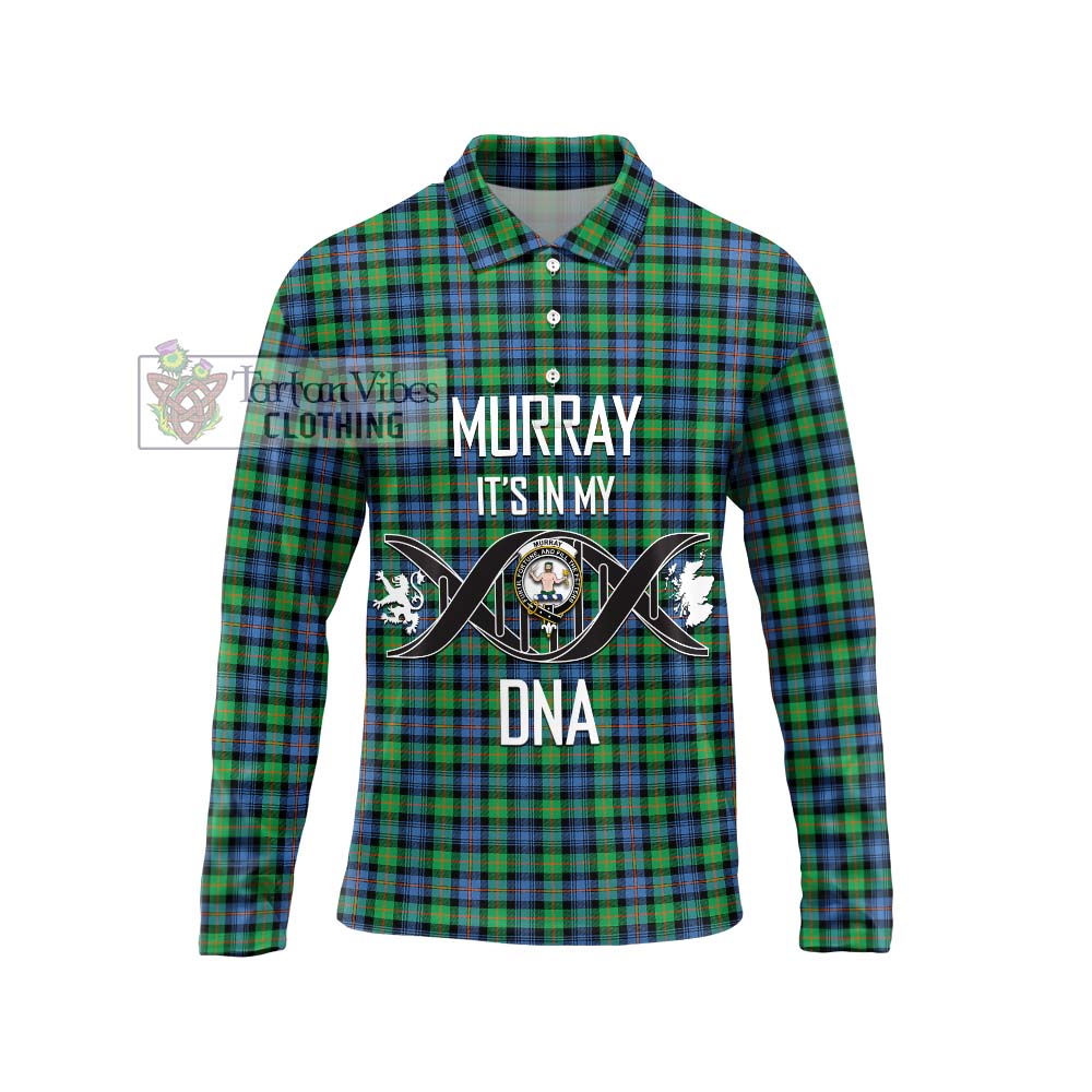 Murray of Atholl Ancient Tartan Long Sleeve Polo Shirt with Family Crest DNA In Me Style Unisex - Tartanvibesclothing Shop