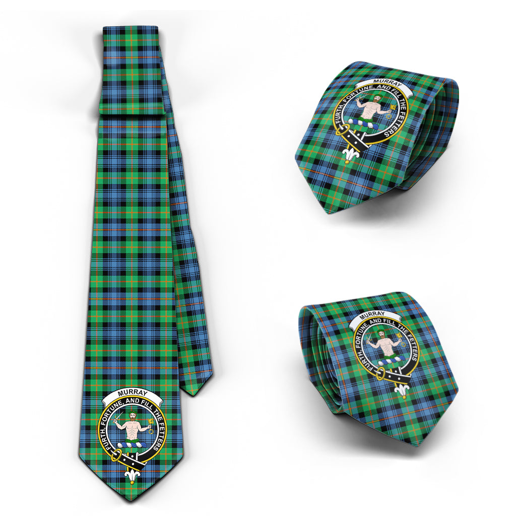 Murray of Atholl Ancient Tartan Classic Necktie with Family Crest Necktie One Size - Tartan Vibes Clothing