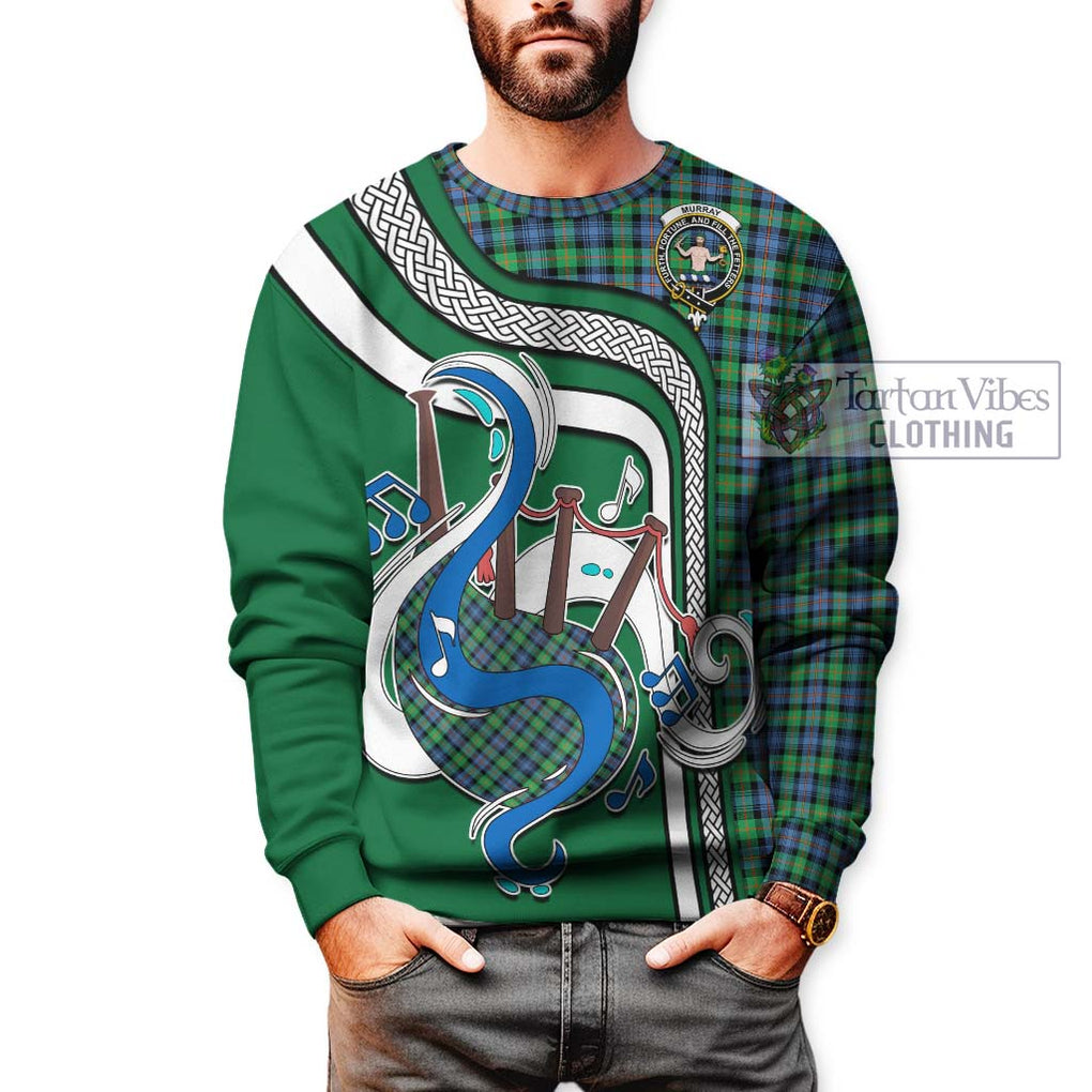 Tartan Vibes Clothing Murray of Atholl Ancient Tartan Sweatshirt with Epic Bagpipe Style