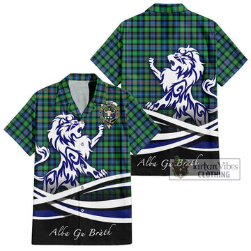 Murray of Atholl Ancient Tartan Short Sleeve Button Shirt with Alba Gu Brath Regal Lion Emblem