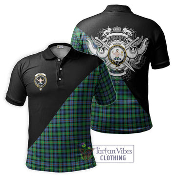 Murray of Atholl Ancient Tartan Polo Shirt with Family Crest and Military Logo Style