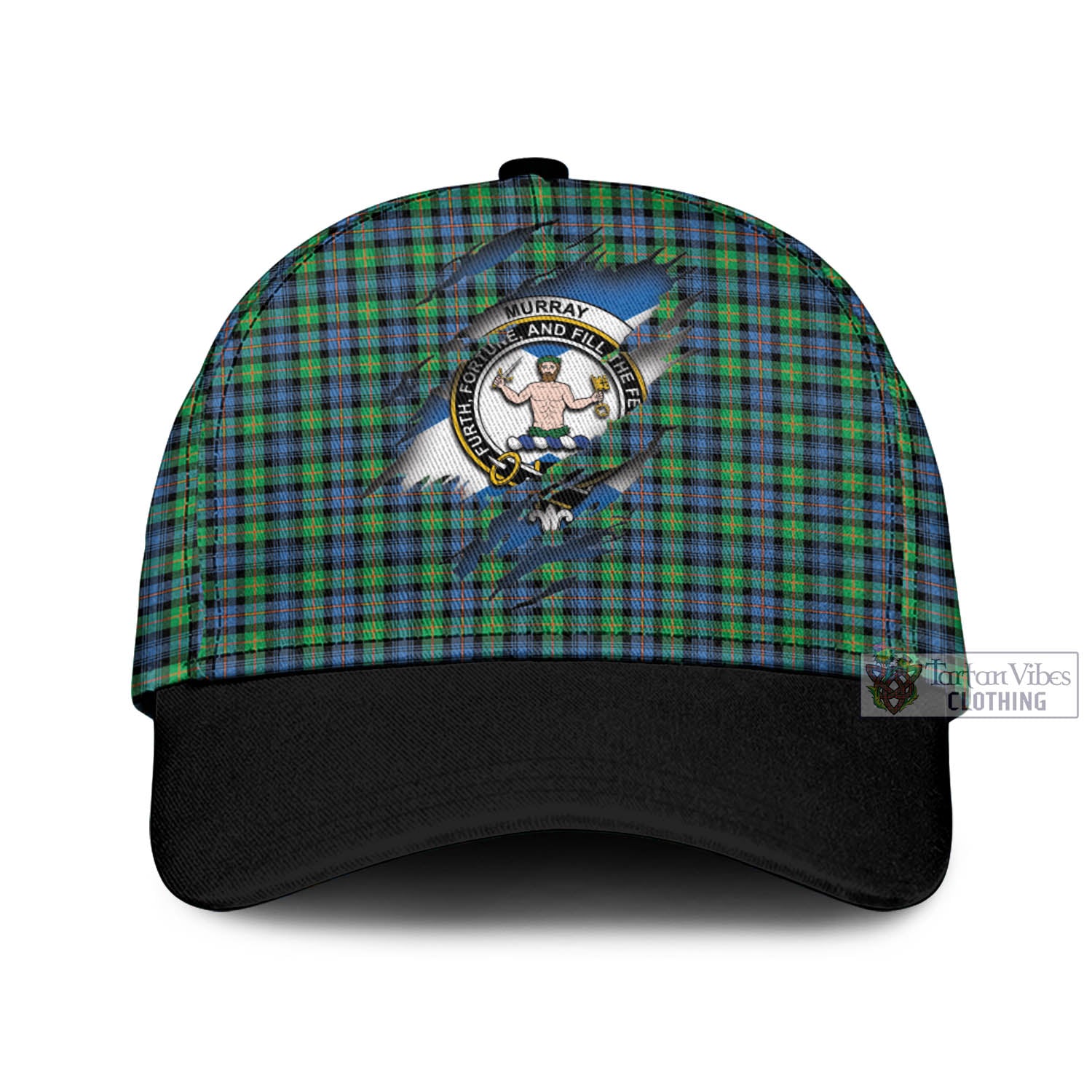 Tartan Vibes Clothing Murray of Atholl Ancient Tartan Classic Cap with Family Crest In Me Style