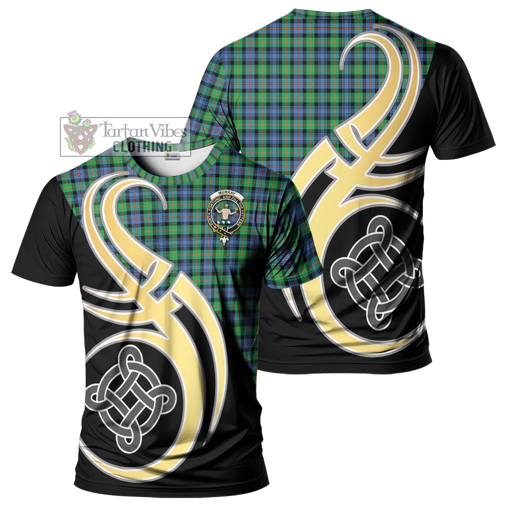 Tartan Vibes Clothing Murray of Atholl Ancient Tartan T-Shirt with Family Crest and Celtic Symbol Style