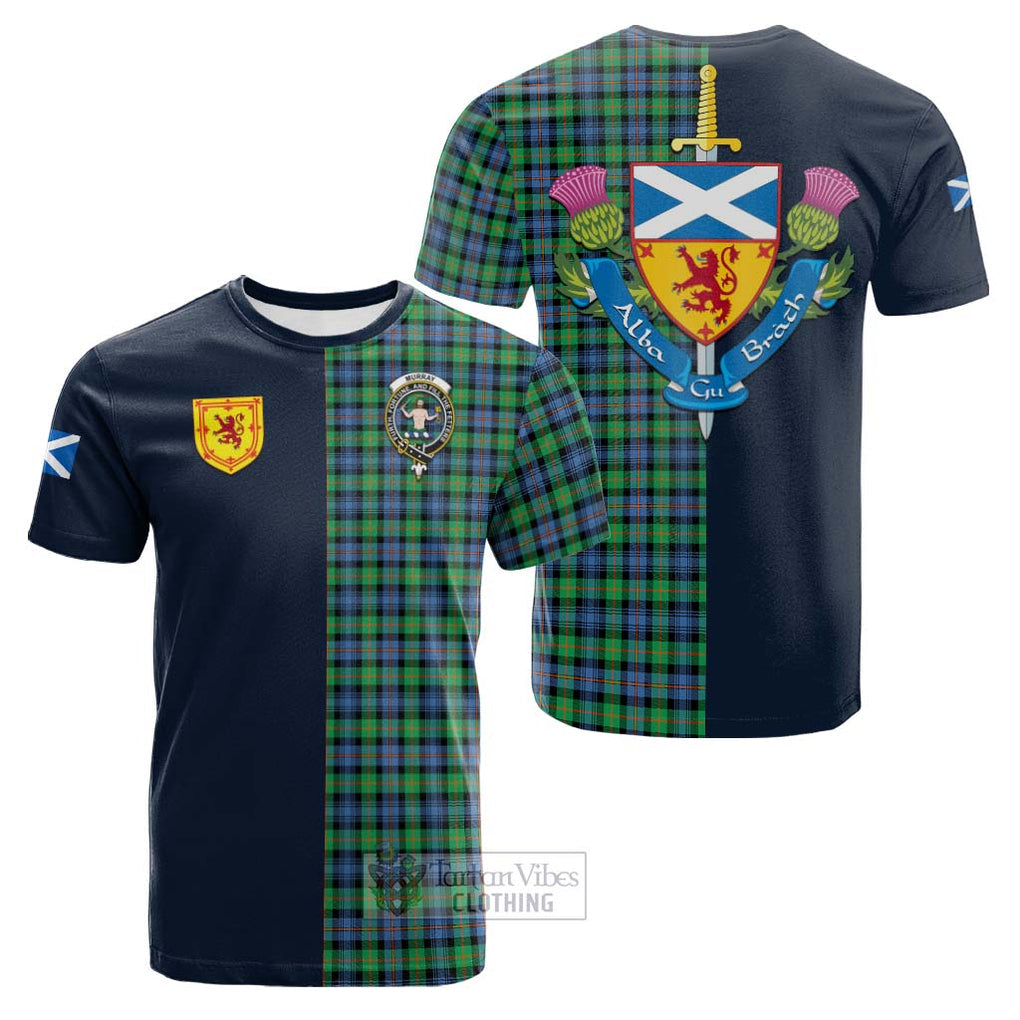 Tartan Vibes Clothing Murray of Atholl Ancient Tartan Cotton T-shirt with Scottish Lion Royal Arm Half Style