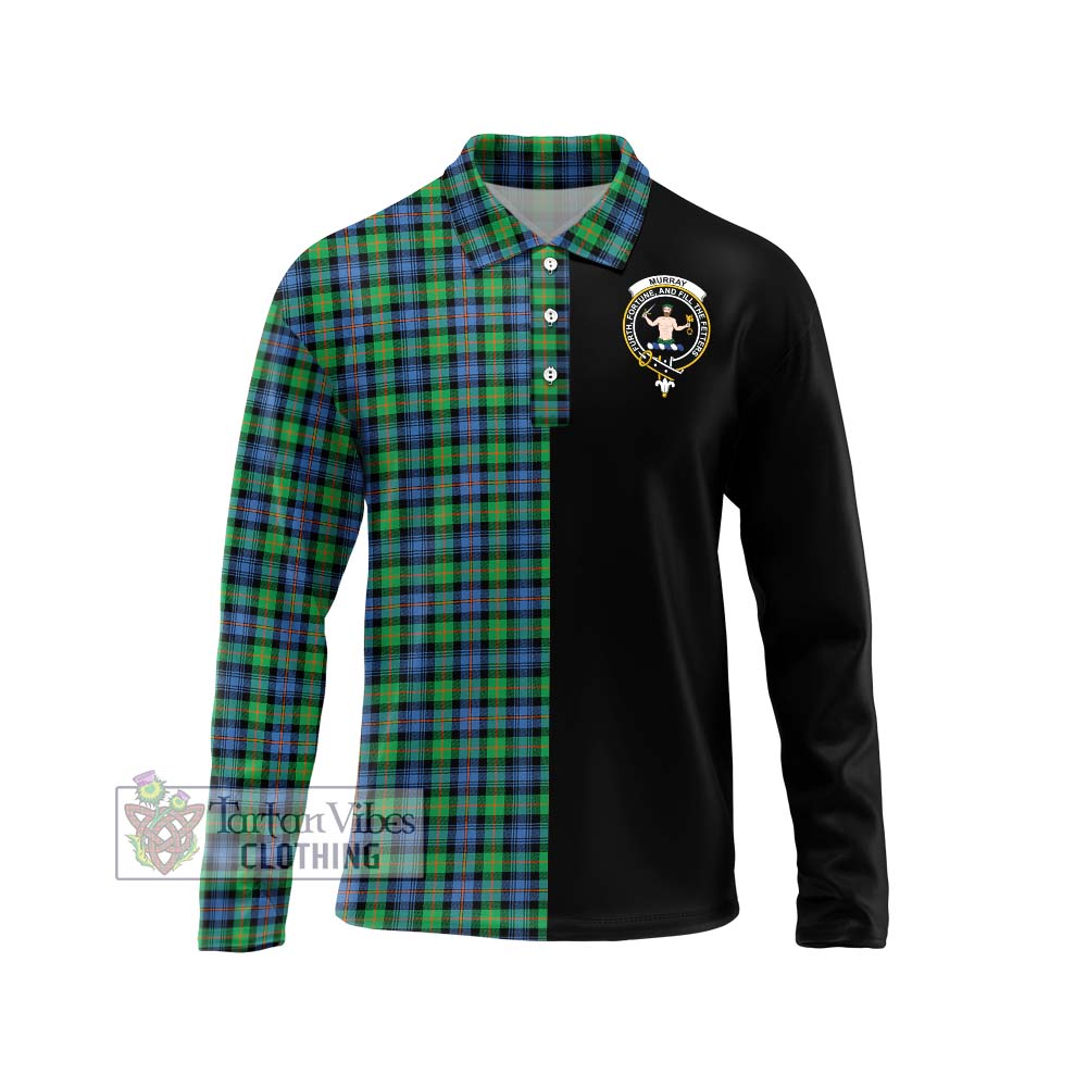 Murray of Atholl Ancient Tartan Long Sleeve Polo Shirt with Family Crest and Half Of Me Style Unisex - Tartanvibesclothing Shop