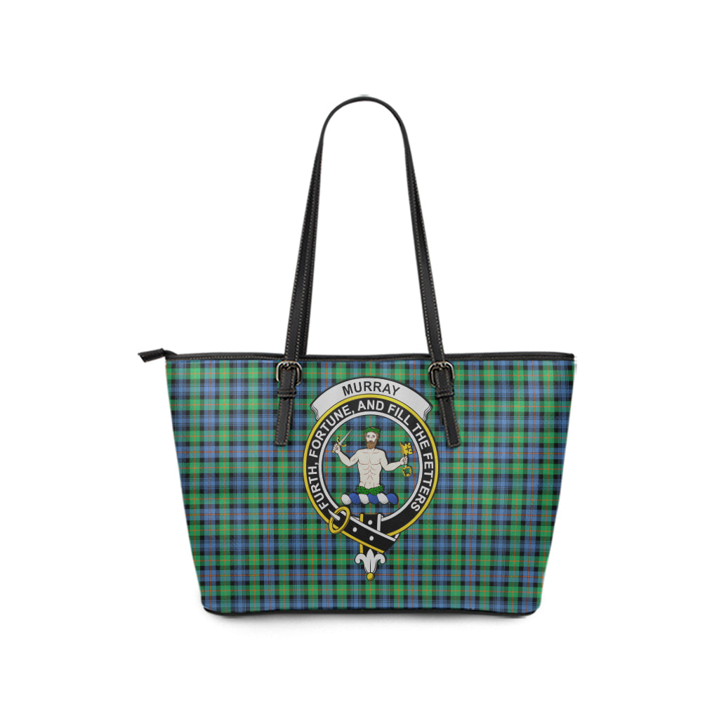 Murray of Atholl Ancient Tartan Leather Tote Bag with Family Crest - Tartan Vibes Clothing