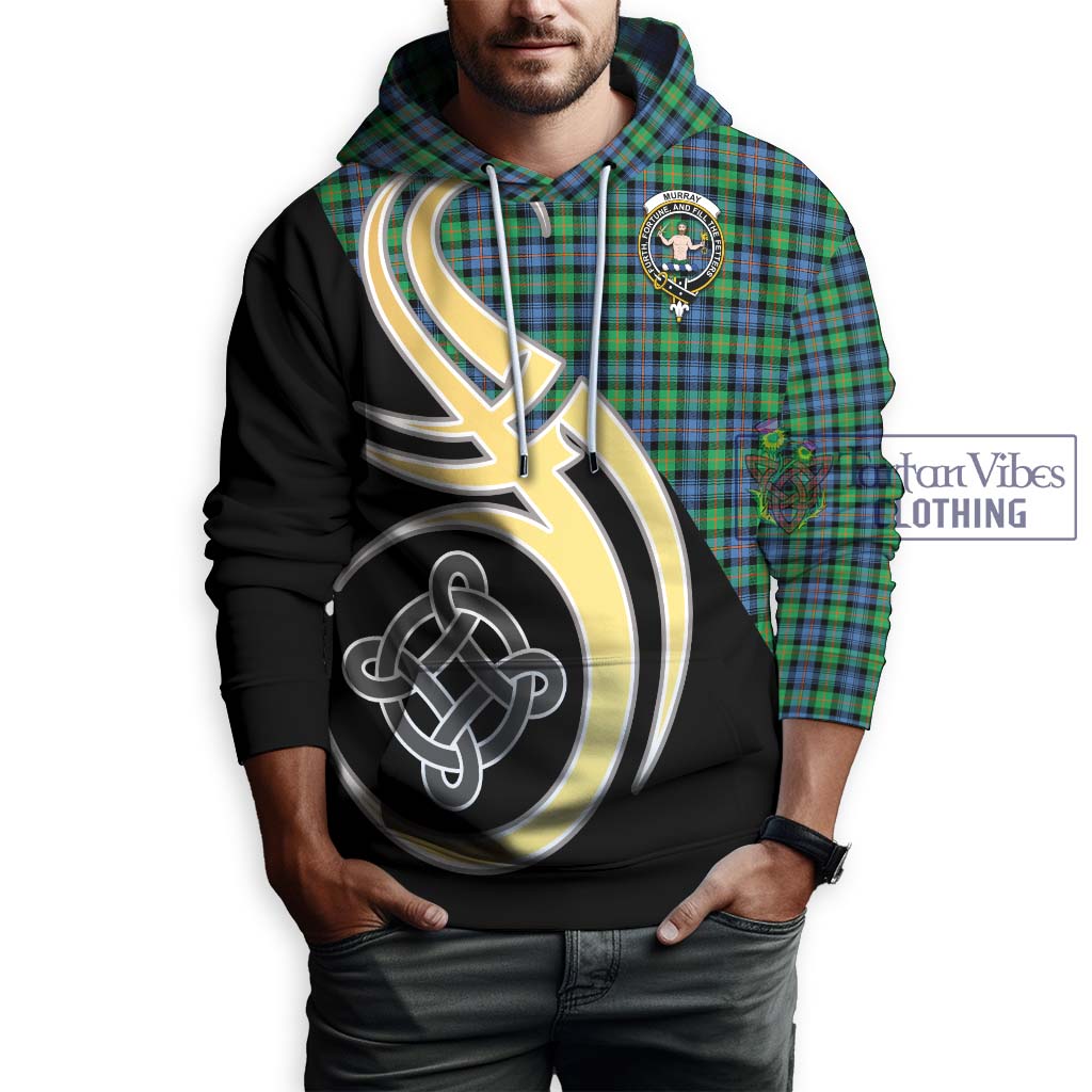 Murray of Atholl Ancient Tartan Hoodie with Family Crest and Celtic Symbol Style Zip Hoodie - Tartan Vibes Clothing