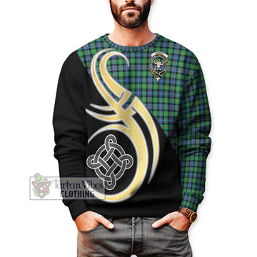 Murray of Atholl Ancient Tartan Sweatshirt with Family Crest and Celtic Symbol Style