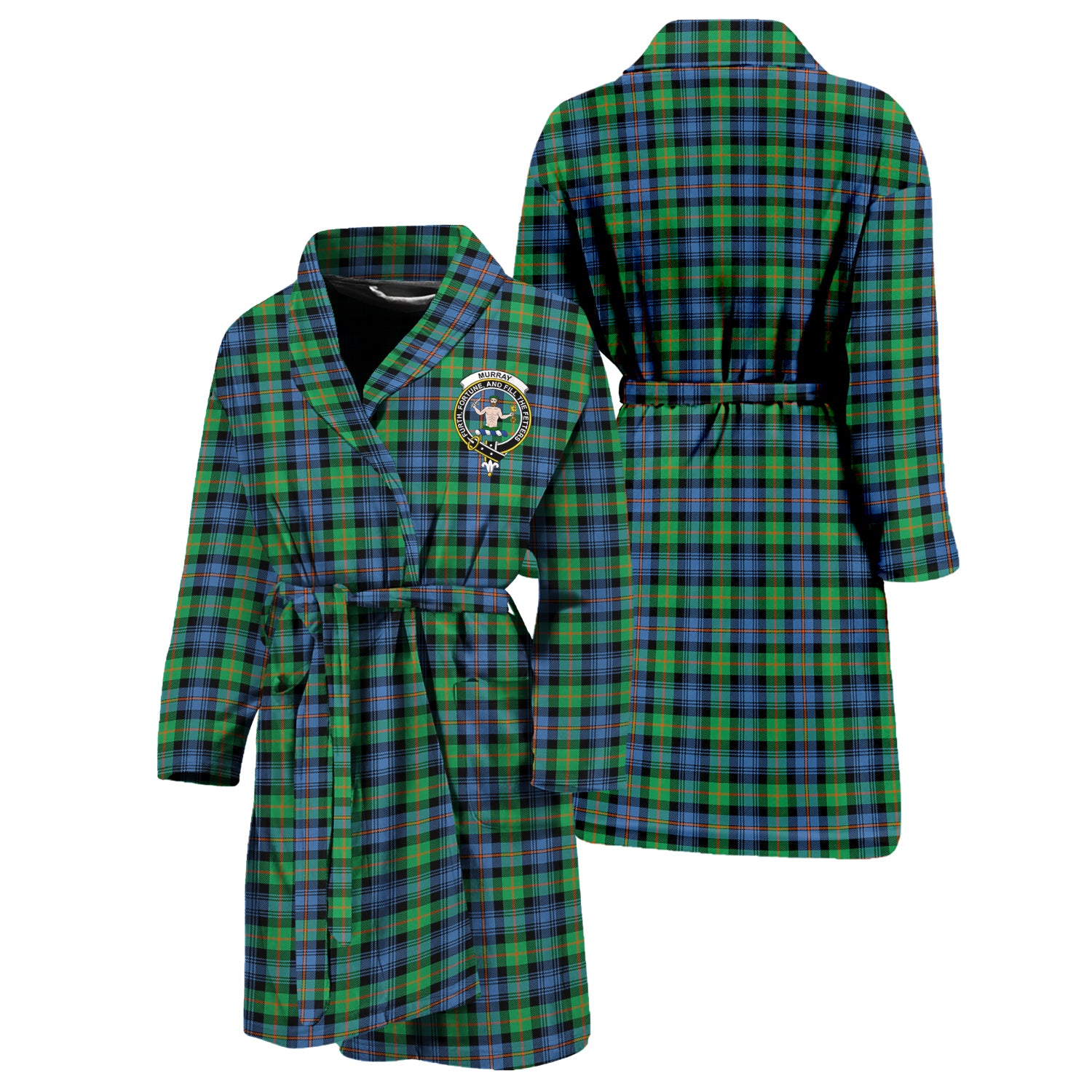 Murray of Atholl Ancient Tartan Bathrobe with Family Crest Unisex S - Tartan Vibes Clothing