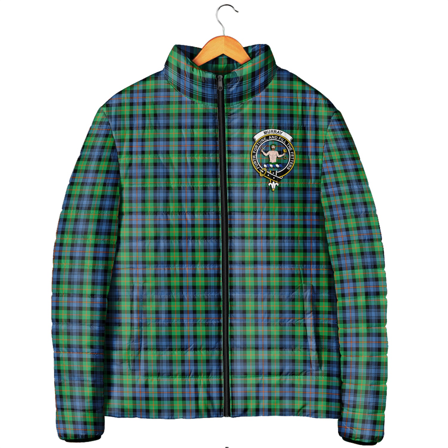 Murray of Atholl Ancient Tartan Padded Jacket with Family Crest Men's Padded Jacket - Tartan Vibes Clothing