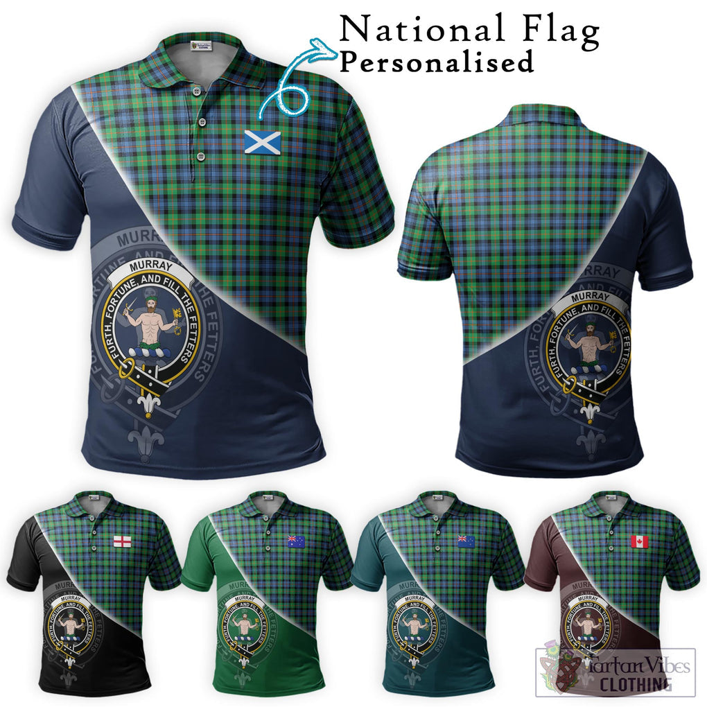 Murray of Atholl Ancient Tartan Polo Shirt with Personalised National Flag and Family Crest Half Style Maroon - Tartanvibesclothing Shop