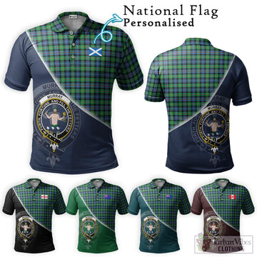 Murray of Atholl Ancient Tartan Polo Shirt with Personalised National Flag and Family Crest Half Style