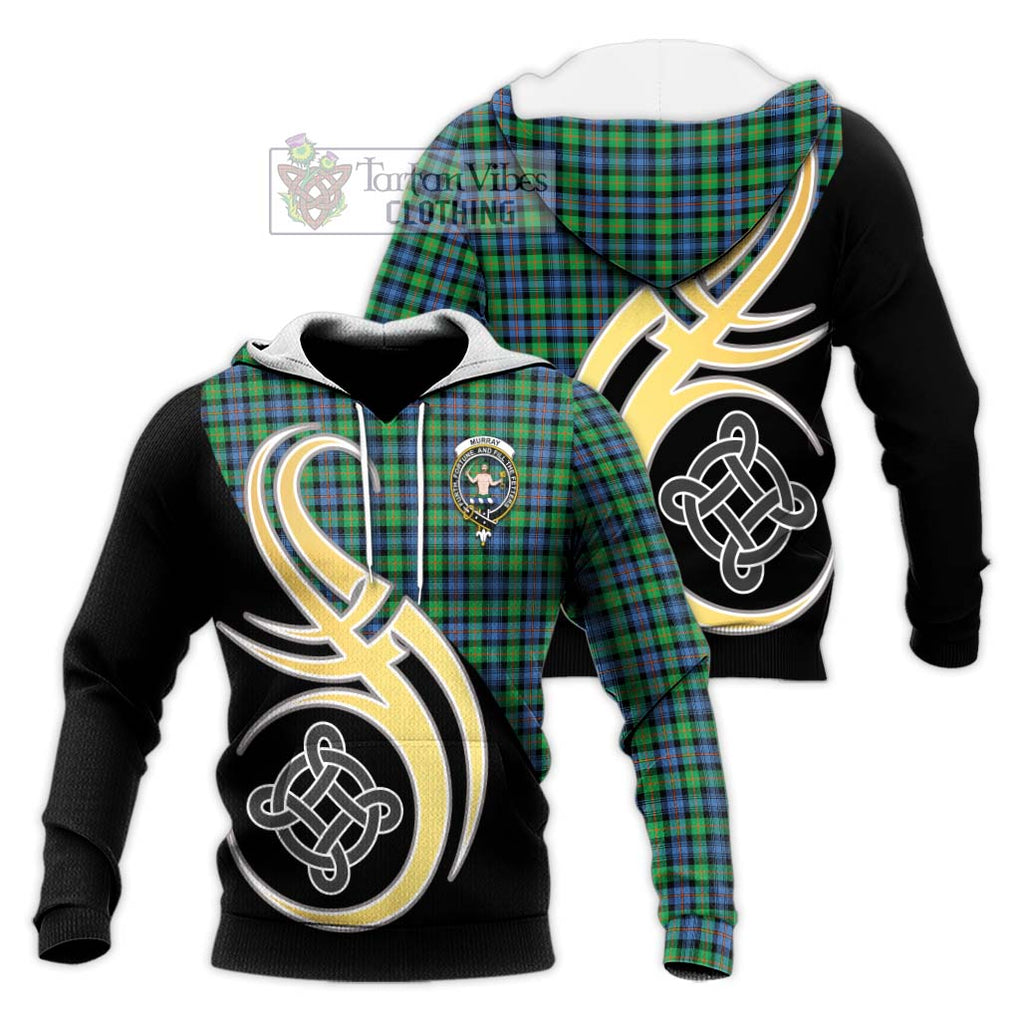 Murray of Atholl Ancient Tartan Knitted Hoodie with Family Crest and Celtic Symbol Style Unisex Knitted Pullover Hoodie - Tartan Vibes Clothing