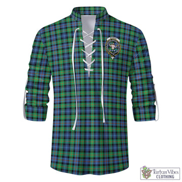 Murray of Atholl Ancient Tartan Men's Scottish Traditional Jacobite Ghillie Kilt Shirt with Family Crest