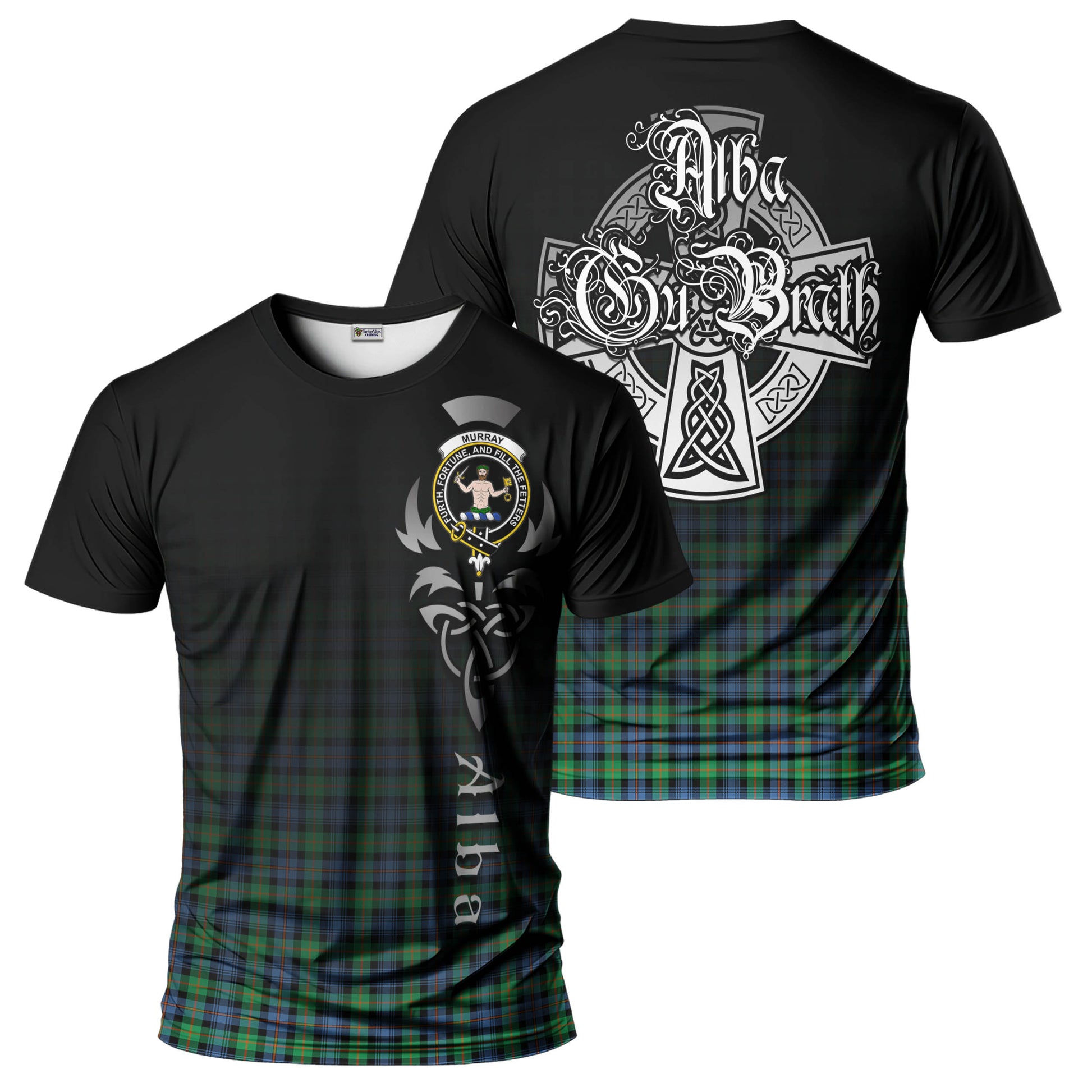 Tartan Vibes Clothing Murray of Atholl Ancient Tartan T-Shirt Featuring Alba Gu Brath Family Crest Celtic Inspired