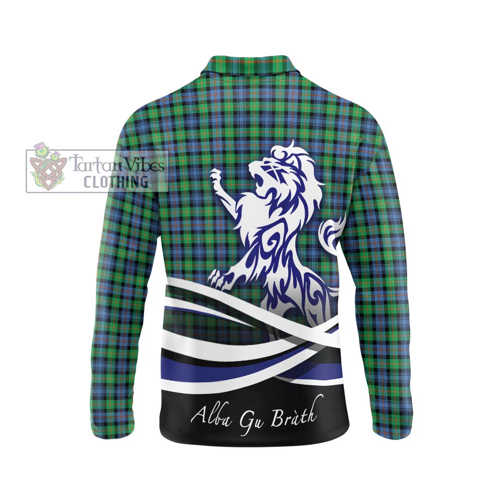 Murray of Atholl Ancient Tartan Long Sleeve Polo Shirt with Alba Gu Brath Regal Lion Emblem - Tartanvibesclothing Shop