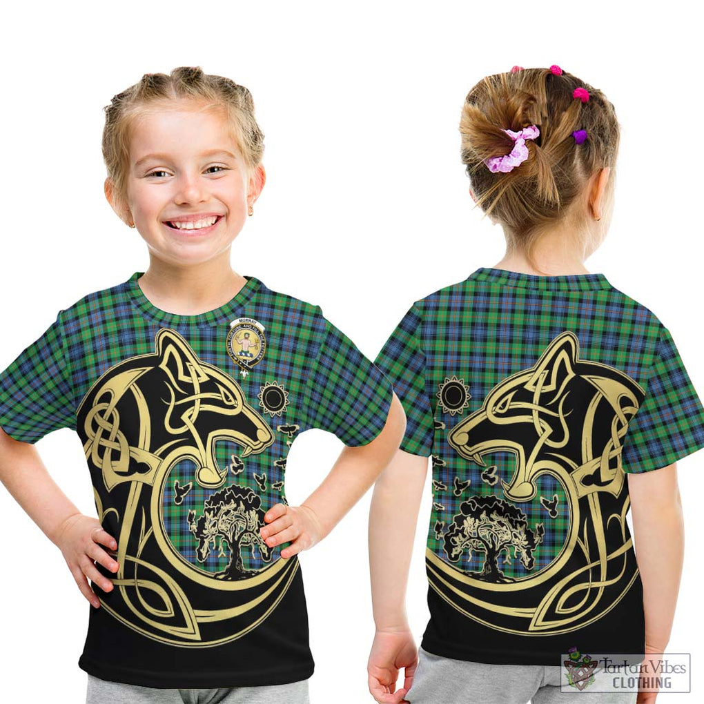 Murray of Atholl Ancient Tartan Kid T-Shirt with Family Crest Celtic Wolf Style - Tartan Vibes Clothing