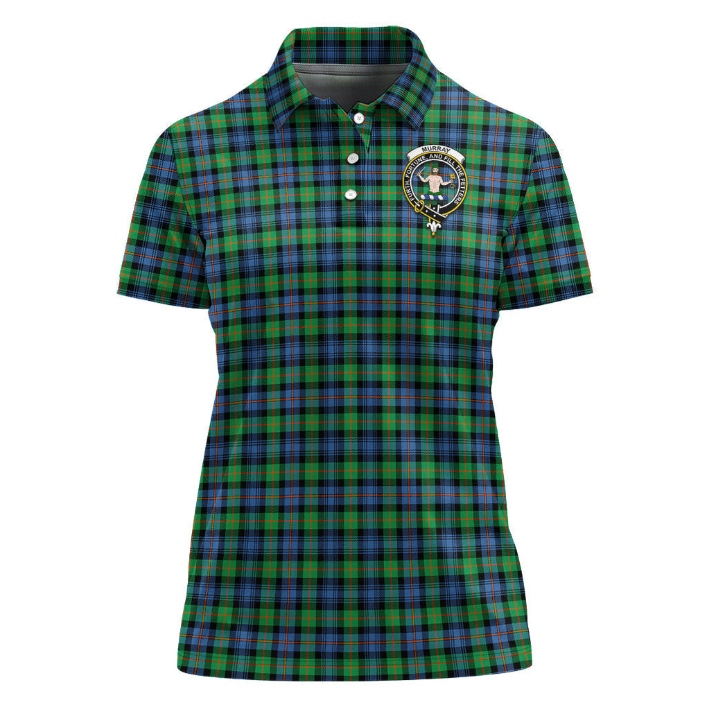 Murray of Atholl Ancient Tartan Polo Shirt with Family Crest For Women - Tartan Vibes Clothing