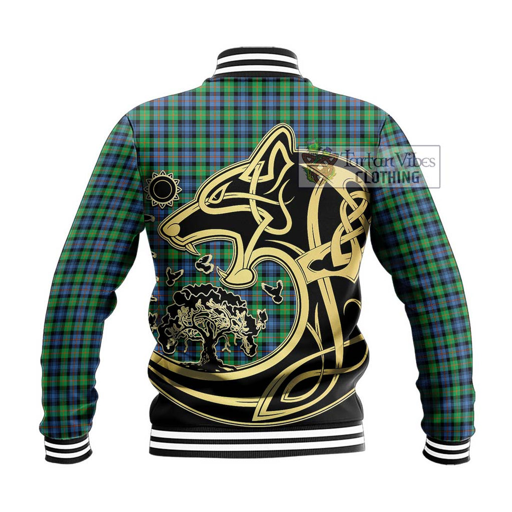 Murray of Atholl Ancient Tartan Baseball Jacket with Family Crest Celtic Wolf Style - Tartan Vibes Clothing