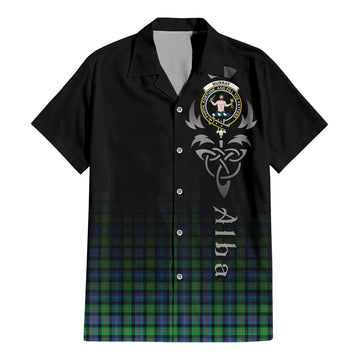 Murray of Atholl Ancient Tartan Short Sleeve Button Up Shirt Featuring Alba Gu Brath Family Crest Celtic Inspired